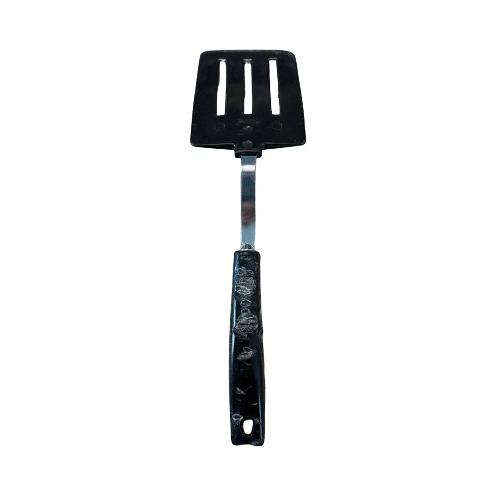 Vintage Ekco USA Slotted Turner Spatula Black Nylon Stainless Steel Handle 10